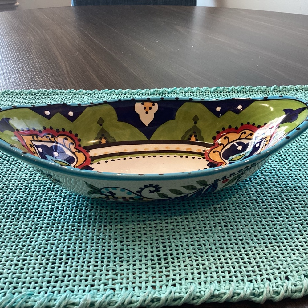 Espana Handcrafted Multicolor Ceramic Serving Bowl